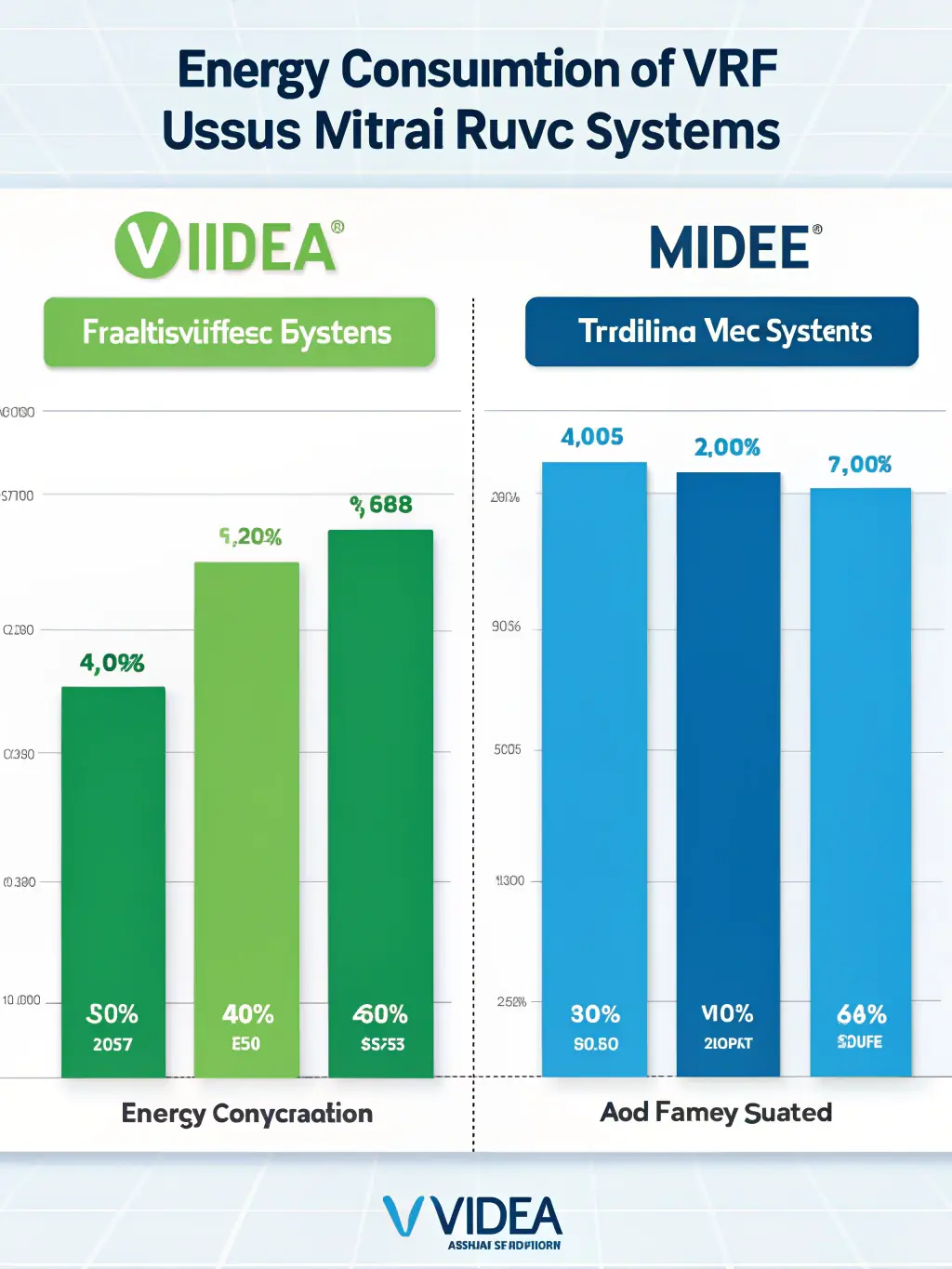 A graph illustrating the energy savings achieved by using a ductless heat pump system compared to traditional HVAC systems.